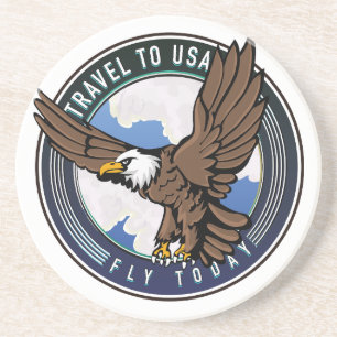 Dessous De Verre En Grès Voyage aux USA Fly today logo