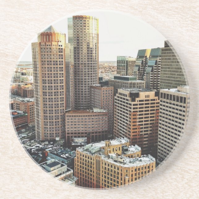 Dessous De Verre En Grès Vue de Boston (Devant)