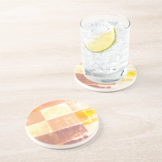 Dessous De Verre En Grès Vwndretti Couleurs Jaunes Douces (Côté)