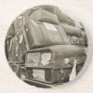 DESSOUS DE VERRE EN GRÈS WAGON SUITCASE 1890