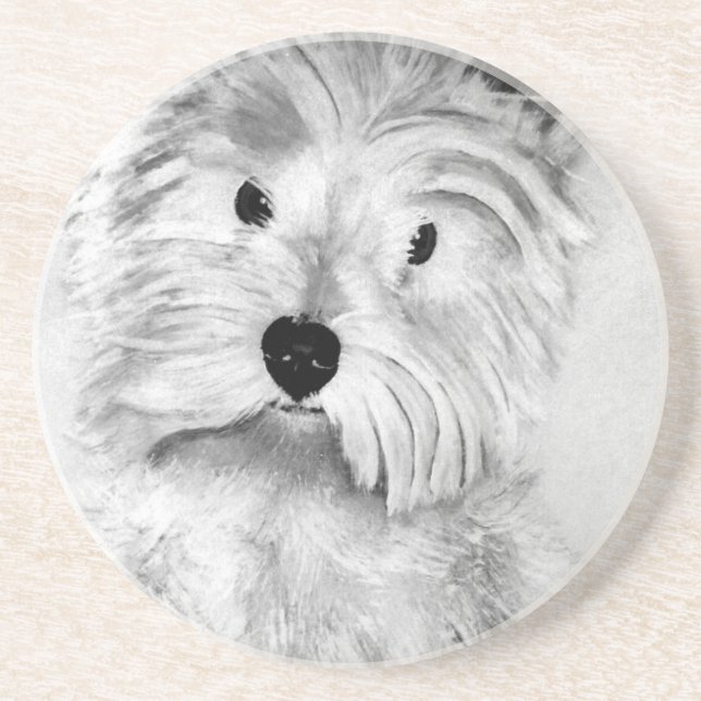 Dessous De Verre En Grès West Highland White Terrier (Devant)