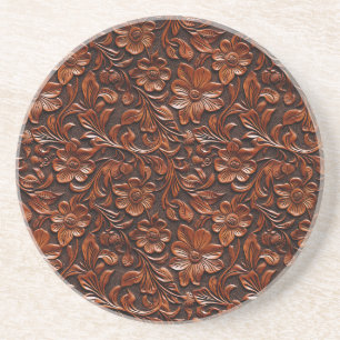 Dessous De Verre En Grès Western Cowgirl Brown Floral