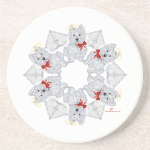Dessous De Verre En Grès Westie Ange Flocon de Neige
