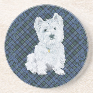 Dessous De Verre En Grès Westie Black Watch Tartan