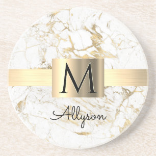 Dessous De Verre En Grès Wh & Gold Marble Gold Box, do-it-yourself Nom Noir