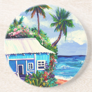 Dessous De Verre En Grès Whimsical Hawaiian Beach Cottage