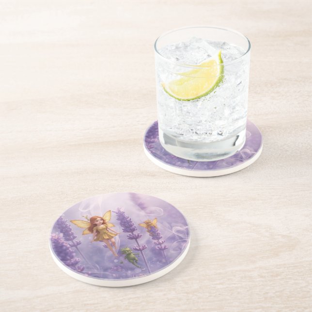 Dessous De Verre En Grès Whimsy Among the Purple Blooms (Côté)