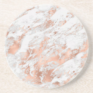 Dessous De Verre En Grès White & Rose Gold Marble 3