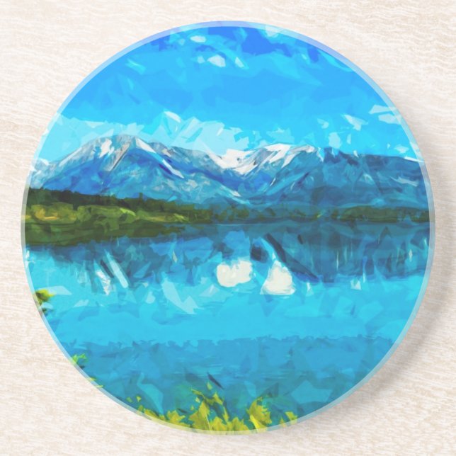Dessous De Verre En Grès Wyoming Grand Teton Mountains Abstrait (Devant)