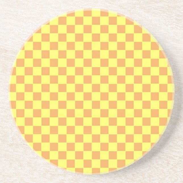 Dessous De Verre En Grès yellow check (Devant)