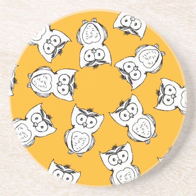 Dessous De Verre En Grès Yellow Cute Animal Pattern (Devant)