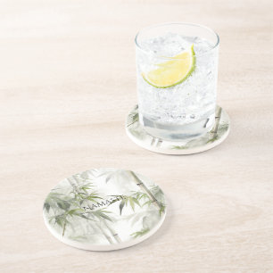 Dessous De Verre En Grès Yoga de pleine conscience en bambou vert