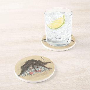 Dessous De Verre En Grès Yokai Otoroshi en japonais vintage