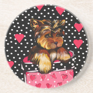 DESSOUS DE VERRE EN GRÈS YORKIE POO