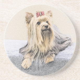 Dessous De Verre En Grès Yorkshire Terrier Peinture - Cute Original Chien A