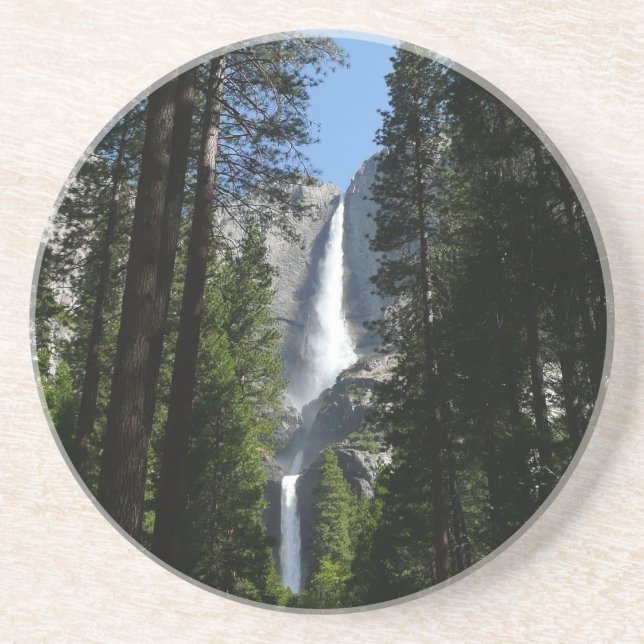 Dessous De Verre En Grès Yosemite Falls et Woods Paysage Photographie (Devant)