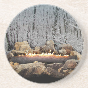 Dessous De Verre En Grès Yule se connecter dans une forêt de neige