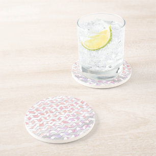 Dessous De Verre En Grès Zebra rose et blanc Chevron