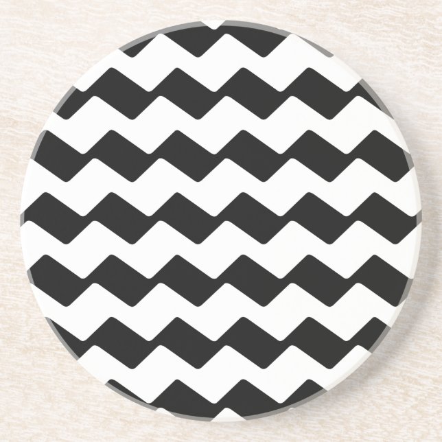 Dessous De Verre En Grès Zig Zag - Noir (Devant)