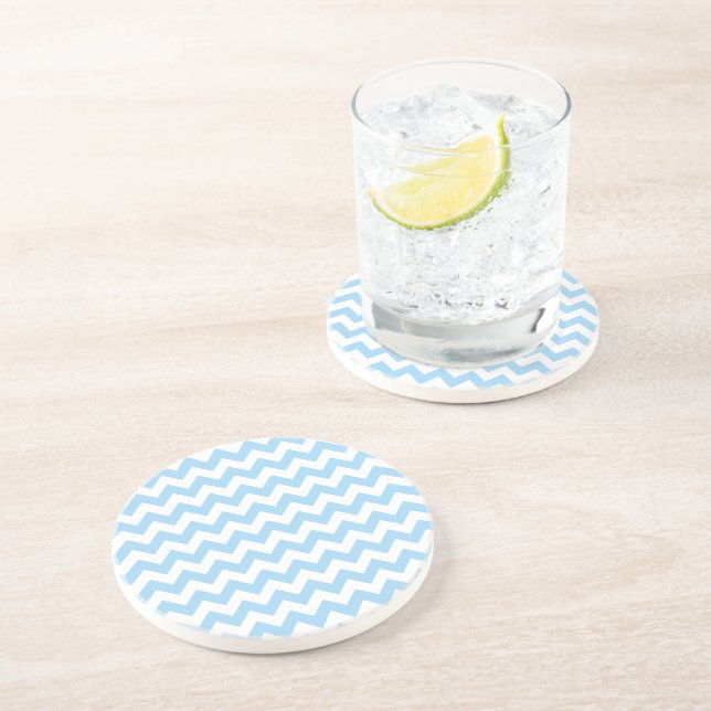 Dessous De Verre En Grès Zigzag bleu, Chevron bleu, Motif géométrique (Côté)
