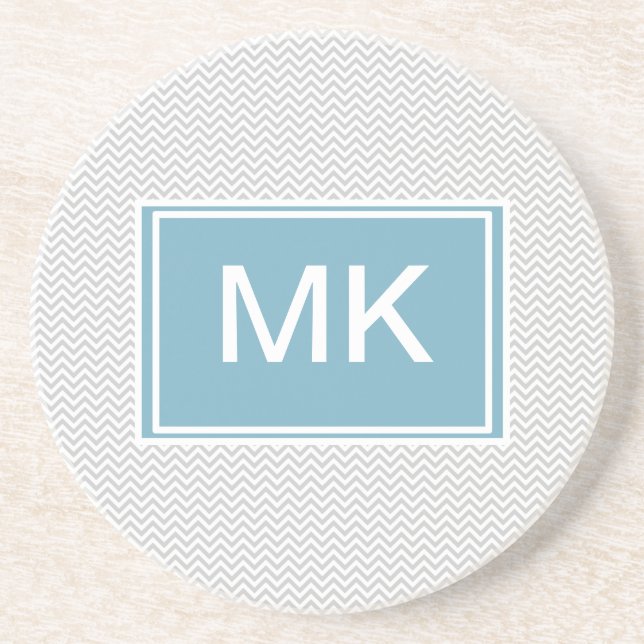 Dessous De Verre En Grès ZigZag gris simple (Devant)