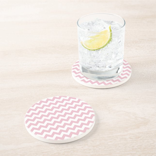 Dessous De Verre En Grès Zigzag rose, Chevron rose, Motif géométrique (Côté)