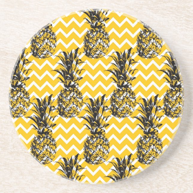 Dessous De Verre En Grès Zigzags d'ananas (Devant)
