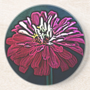 Dessous De Verre En Grès Zinnia Woodcut