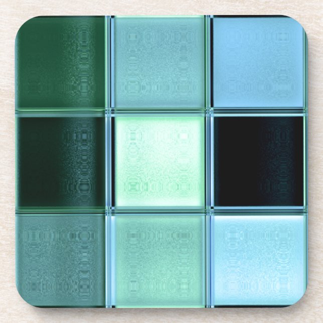 Dessous de verre en mosaïque AquaMarine avec dos d (Devant)