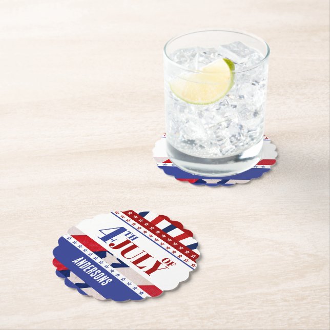 Dessous-de-verre En Papier 4 juillet Drapeau de l'Amérique (En situation)
