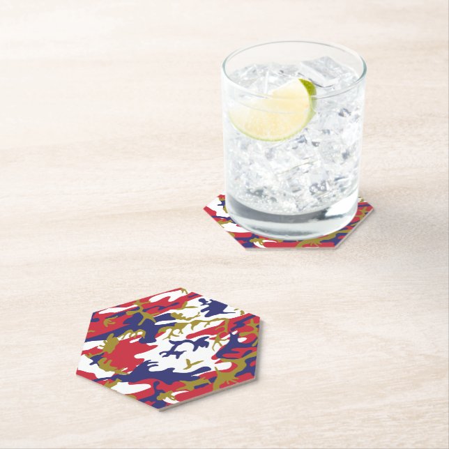 Dessous-de-verre En Papier 4th of July, Independence day, Camouflage Gold (En situation)