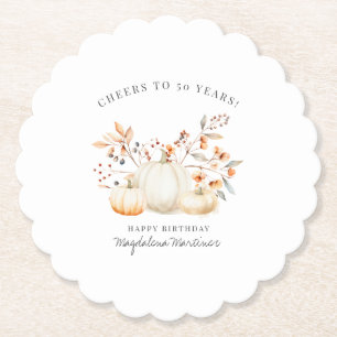 Dessous-de-verre En Papier 50e anniversaire Blanc Citrouille automne Leaves p