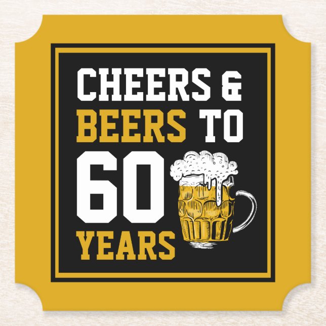 Dessous-de-verre En Papier 60e anniversaire Cheers & Bières à 60 ans  (Devant)