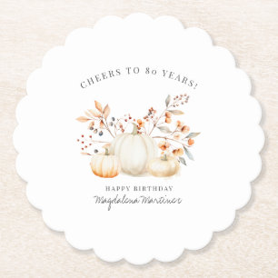 Dessous-de-verre En Papier 80e anniversaire Citrouille blanc Leaves automne s