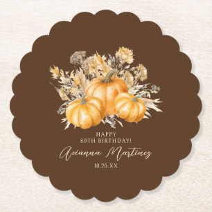 Dessous-de-verre En Papier 80e anniversaire Rustic Boho Citrouille automne pe