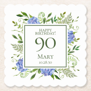 Dessous-de-verre En Papier 90e anniversaire Blue Hydrangeas
