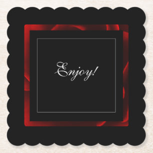 Dessous-de-verre En Papier Accent Floral Rouge Moderne
