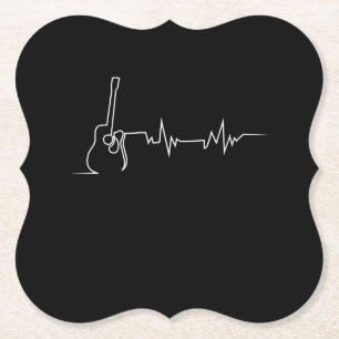 Dessous-de-verre En Papier Acoustic Guitar Heartbeat