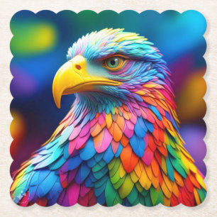 Dessous-de-verre En Papier Aigle chauve aux couleurs de l'arc-en-ciel-65456