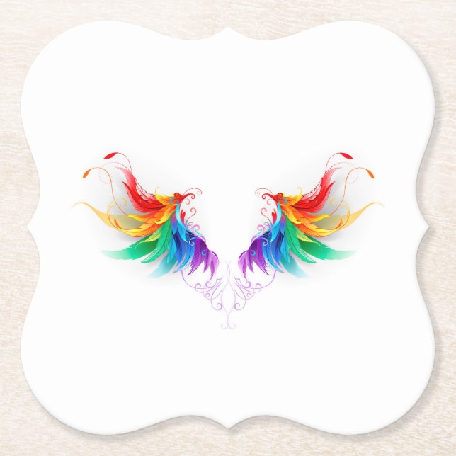 Dessous-de-verre En Papier Ailes fluffy arc-en-ciel (Devant)