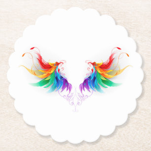 Dessous-de-verre En Papier Ailes fluffy arc-en-ciel