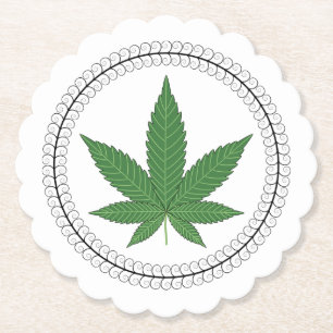 Dessous-de-verre En Papier Ajustement de l'arbre de feuille de mauvaises herb