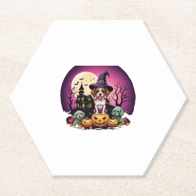 Dessous-de-verre En Papier Amateurs de chute de chien d'Halloween (Devant)