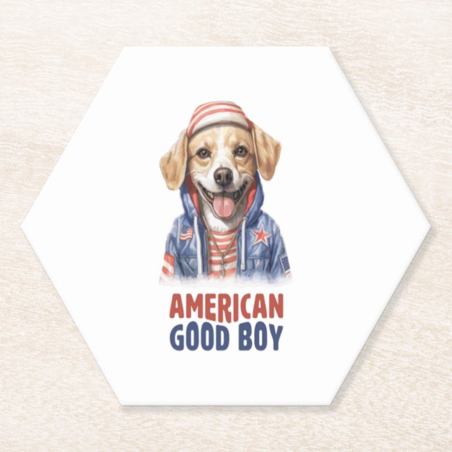 Dessous-de-verre En Papier American GoodBoy Dog US Jacket en juillet (Devant)