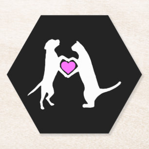 Dessous-de-verre En Papier Amour de chien chat