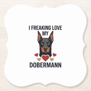 Dessous-de-verre En Papier Amour fou pour le chien Dobermann Cœurs rouges_1