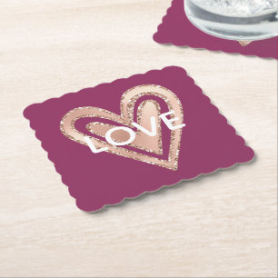 Dessous-de-verre En Papier Amour Magenta Blush Coeur rose