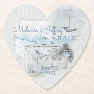 Dessous-de-verre En Papier Amour Sur Une Plage