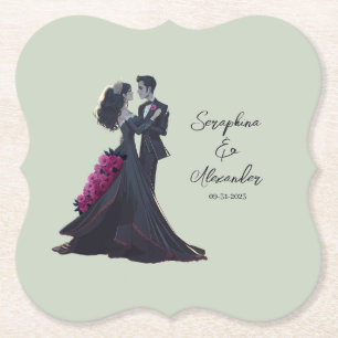 Dessous-de-verre En Papier Amoureux gothiques romantiques Mariage élégant