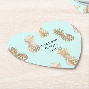 Dessous-de-verre En Papier Ananas Chic Mint Gold Glam